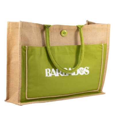 Boho Canvas Pocket Jute Tote Bag