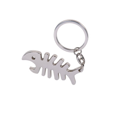 Fish Bone Metal Keyring